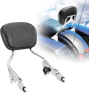 Wsays Detachable Sissy Bar Passenger Backrest w/Pad Compatible with Harley Touring Electra Street Road Glide Road King 2009-2025 (Chrome)