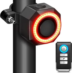 WSDCAM Smart Bike Tail Light Alarm Bike Brake Light Auto ON/Off Anti Theft Bike Alarm with Remote Waterproof Bicycle Alarm Rear Bike Light Bicycle Tail Light LED Rechargeable
