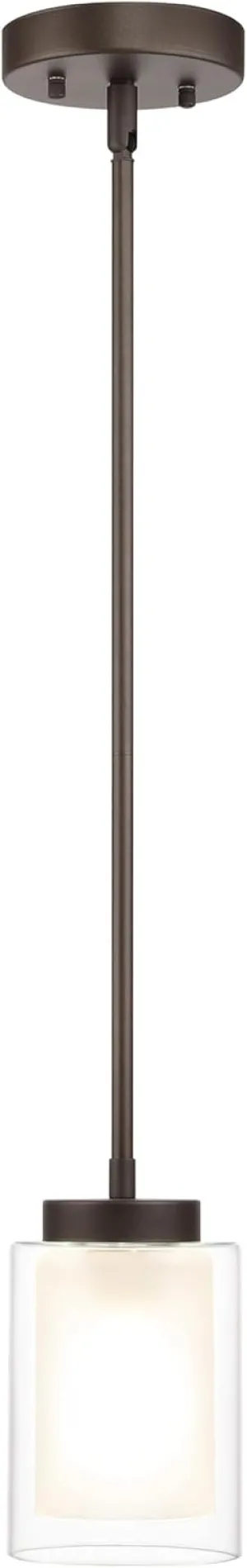 XiNBEi Lighting Pendant Lighting Modern 1 Light Mini Pendant Light with Dual Glass in Dark Bronze, Adjustable Hanging Ceiling Light for Kitchen & Living Room XB-P1195-DB