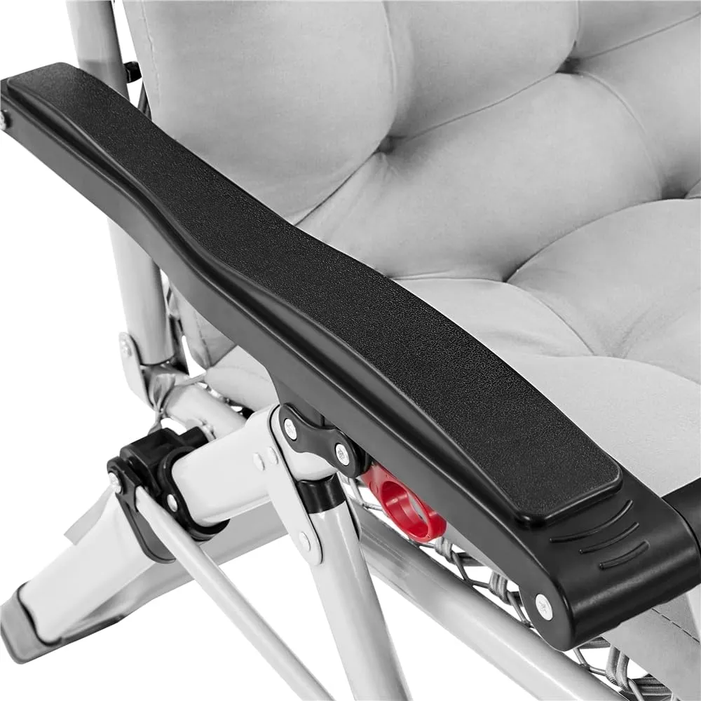 Yaheetech 26in Zero Gravity Chair Set of 2 Reclining Outdoor Sun Lounge Chairs w/Removable Cushion, Cupholder, Headrest and Footrest for Indoor and Outdoor - Gray