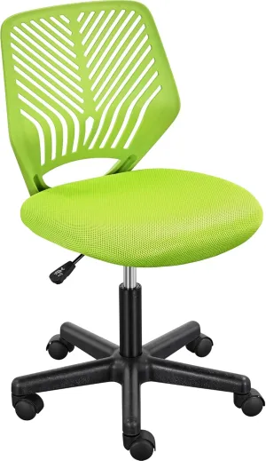 Yaheetech Kids Cute Desk Chair Armless Small Computer Chair with Lumbar Support for Teens Low-Back Bedroom School, Green