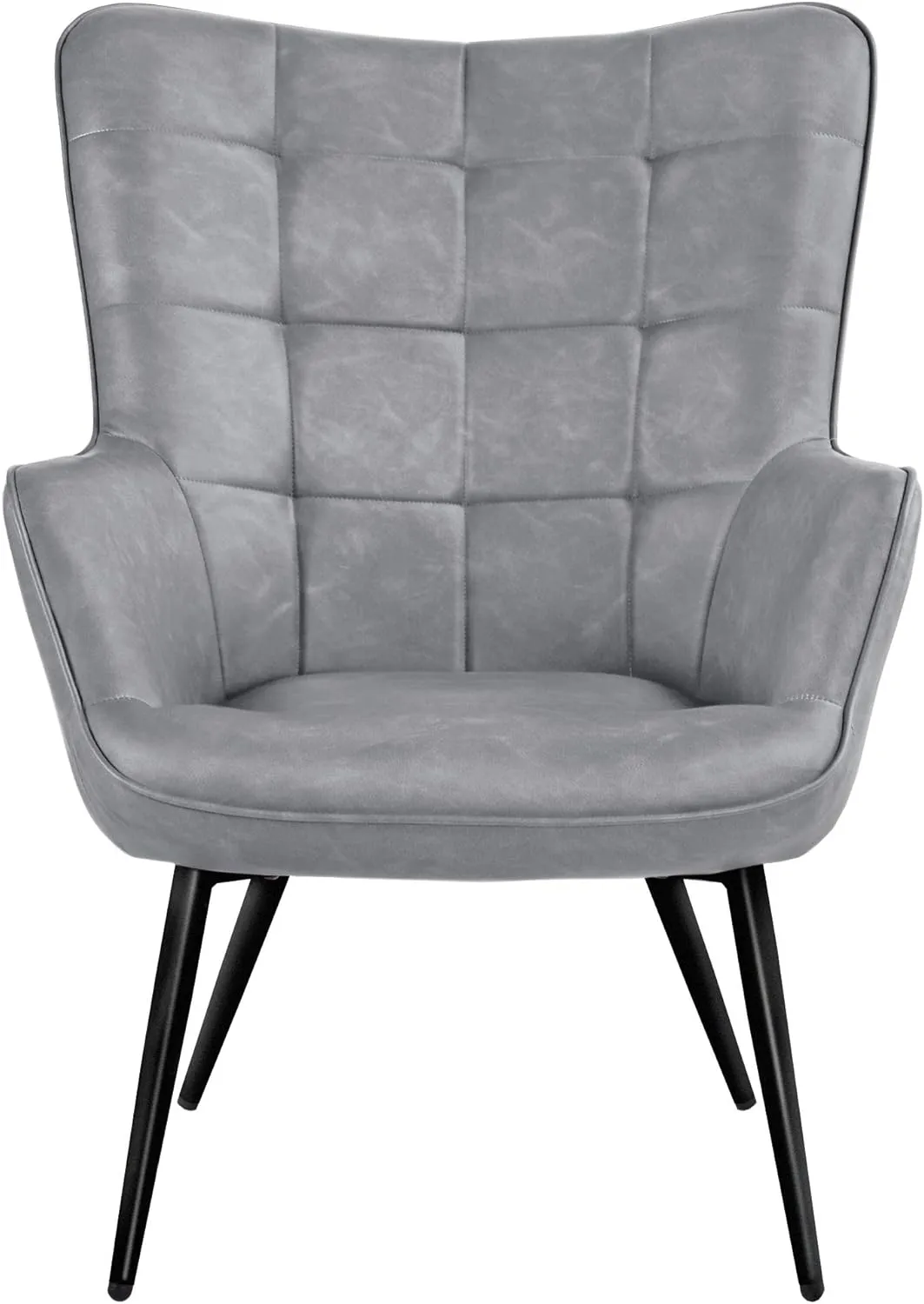 Yaheetech Living Room Chairs Faux Leather Accent Tufted Accent Chair Armchair for Kitchen Leisure Bedroom and Reataurant, Gray