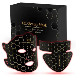 Yahi Red Light Therapy for Face, Led Face Mask Light Therapy, 7 Colors LED Face & Neck Mask Light Therapy At Home, Black
