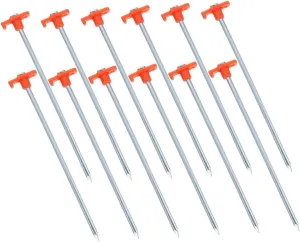 YARNOW 12Pcs Heavy Duty Tent Stakes Durable Ground Pegs for Camping Anchoring Tents Tarps Easy to Use Lightweight