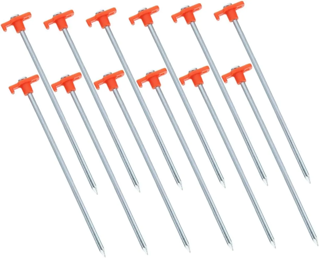 YARNOW 12Pcs Heavy Duty Tent Stakes Durable Ground Pegs for Camping Anchoring Tents Tarps Easy to Use Lightweight