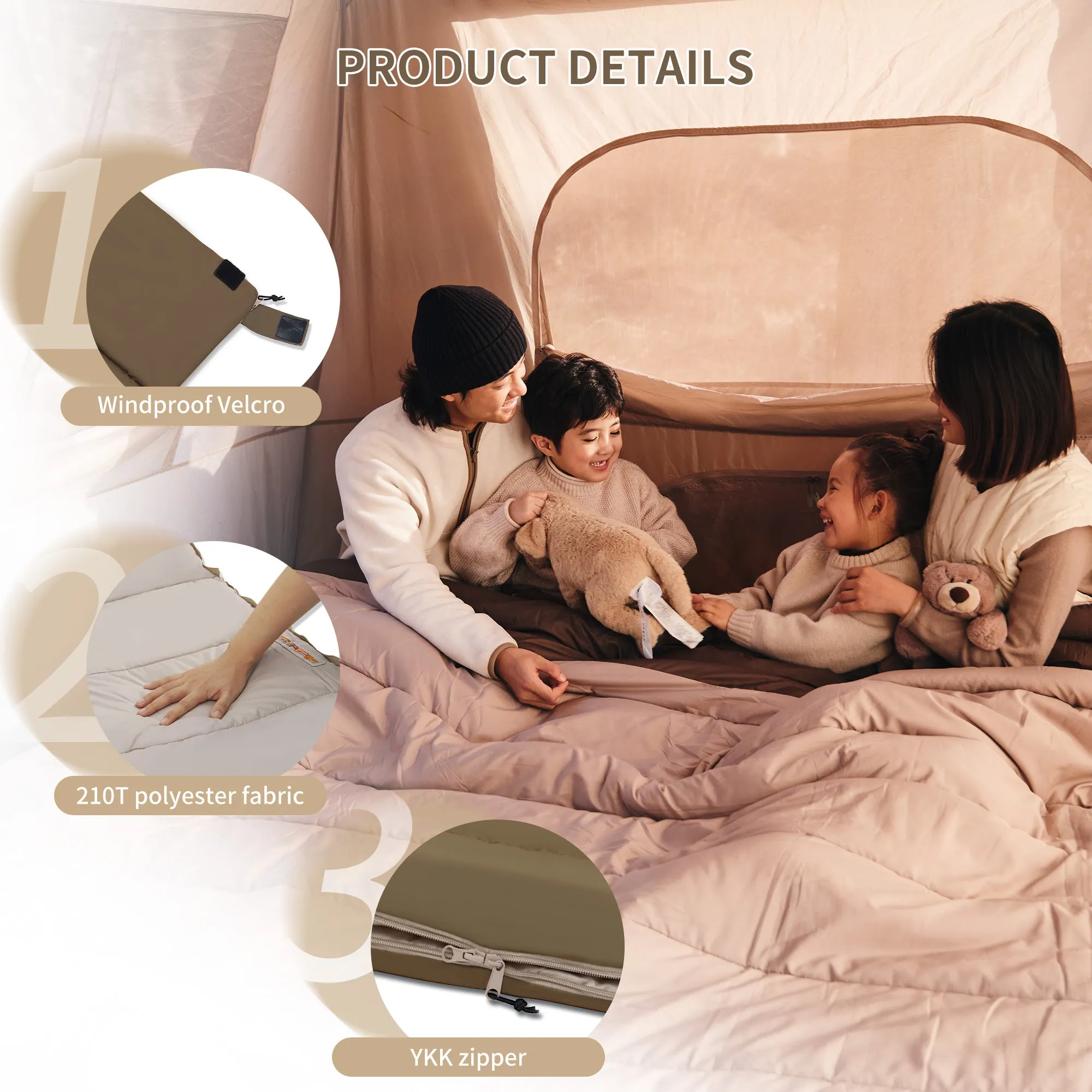 YC Extra Wide Square Cotton Sleeping Bag