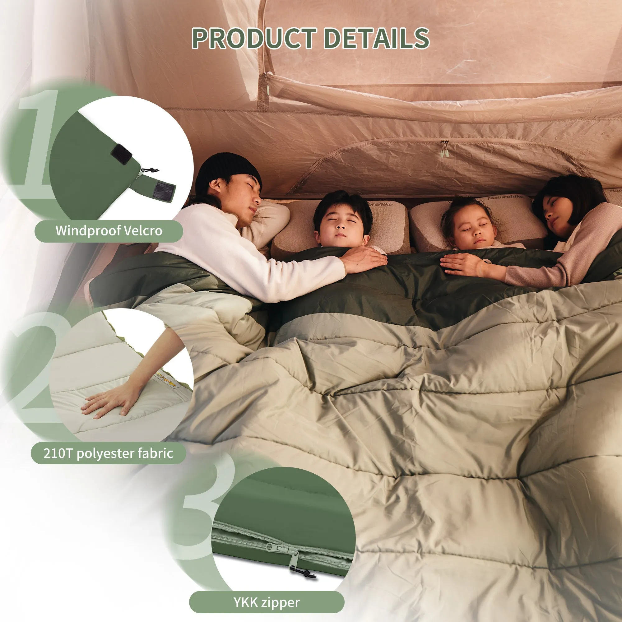 YC Extra Wide Square Cotton Sleeping Bag