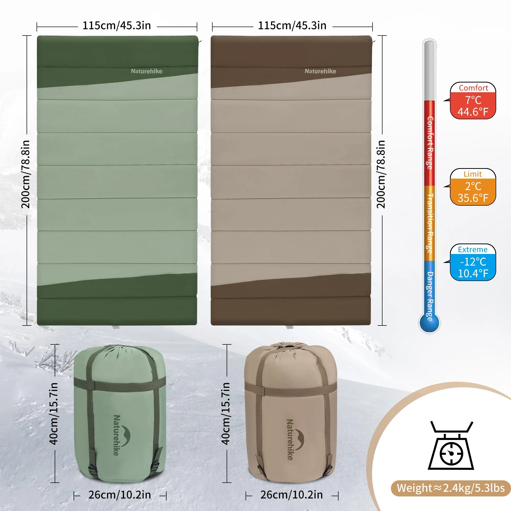 YC Extra Wide Square Cotton Sleeping Bag