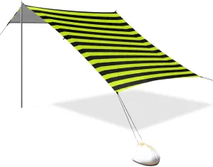 Yellow and Black Line Designed UPF50  Protection Foldable Beach Tent Lightweight Portable Sunshade with Sturdy Poles, Sandbags and Shovel for Backyard, Grassland, Park sombrillas para Playa