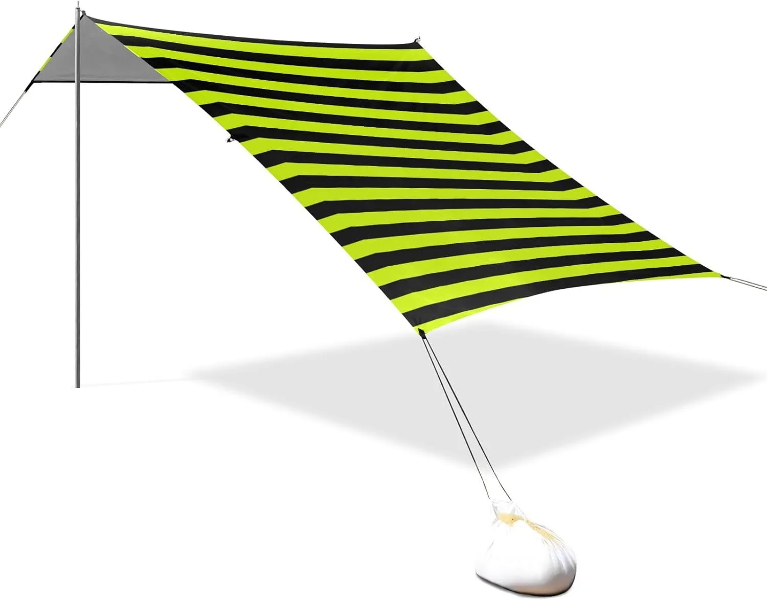 Yellow and Black Line Designed UPF50  Protection Foldable Beach Tent Lightweight Portable Sunshade with Sturdy Poles, Sandbags and Shovel for Backyard, Grassland, Park sombrillas para Playa