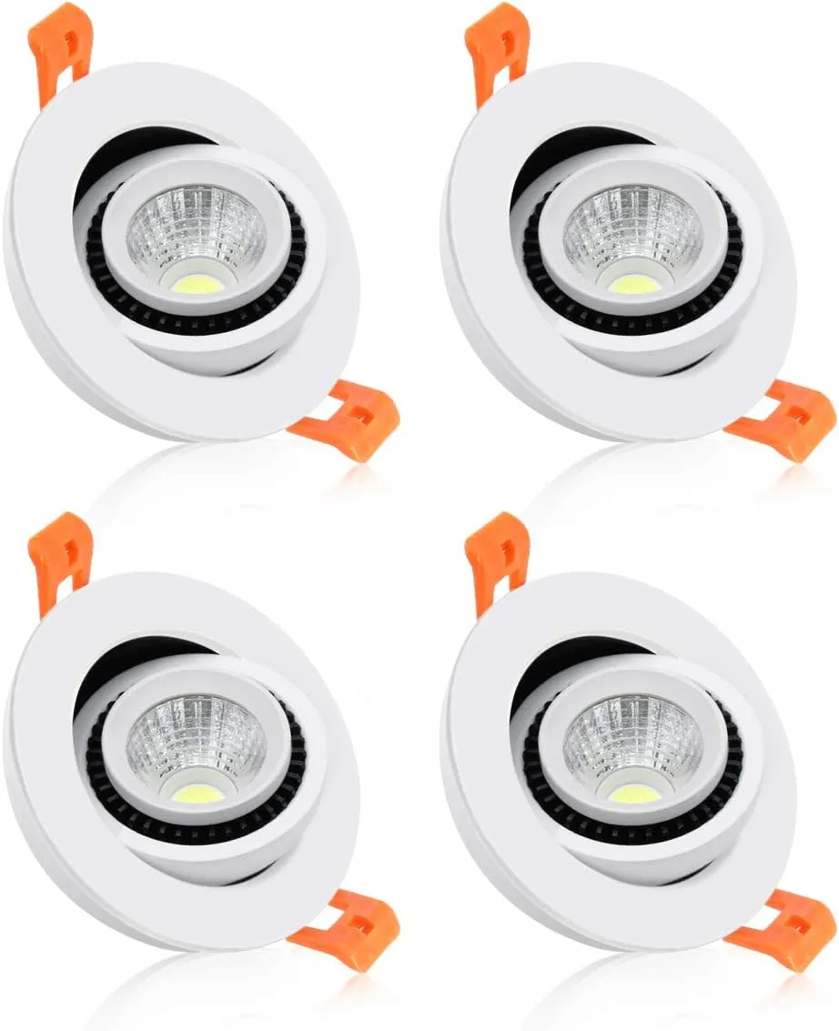 YGS-Tech 2 Inch Eyeball Gimbal LED Recessed Lighting Dimmable Downlight, 3W (35W Halogen Equivalent) Adjustable Spotlight, 4000K Natural White, CRI80, Ceiling Light with LED Driver (4 Pack)