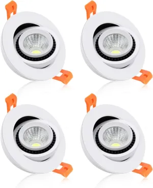 YGS-Tech 2 Inch Eyeball Gimbal LED Recessed Lighting Dimmable Downlight, 3W (35W Halogen Equivalent) Adjustable Spotlight, 4000K Natural White, CRI80, Ceiling Light with LED Driver (4 Pack)