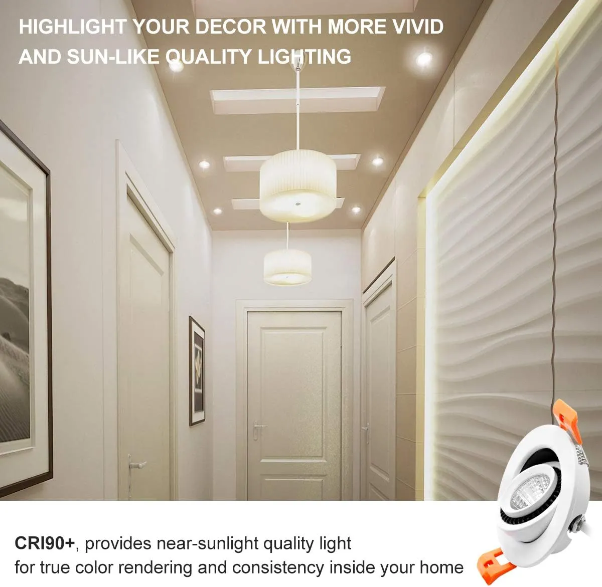 YGS-Tech 2 Inch Eyeball Gimbal LED Recessed Lighting Dimmable Downlight, 3W (35W Halogen Equivalent) Adjustable Spotlight, 5000K Daylight White, CRI80, Ceiling Light with LED Driver (4 Pack)