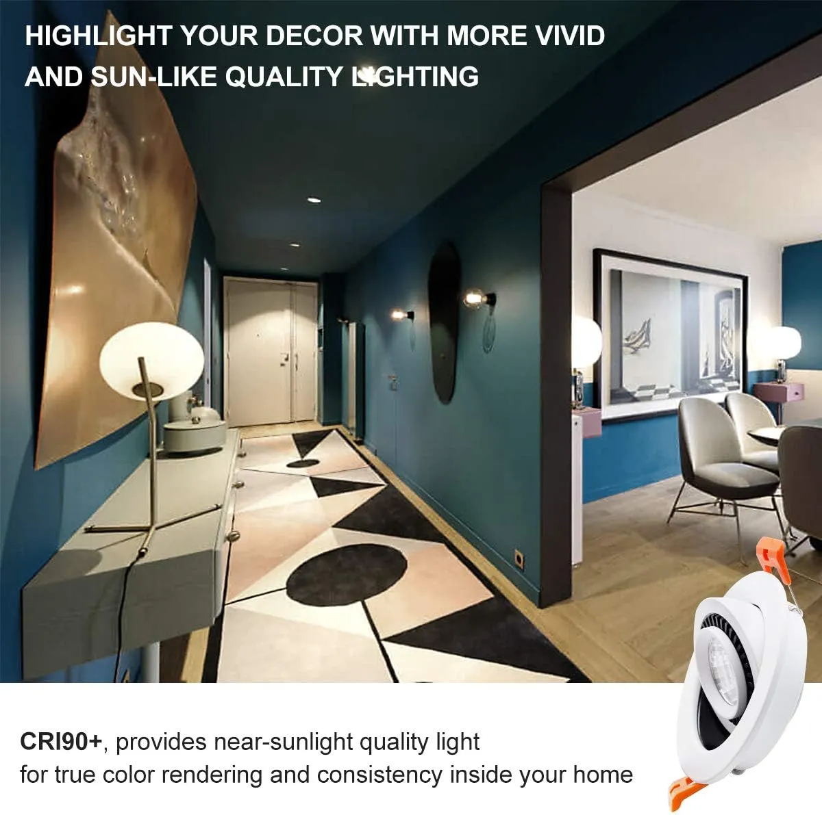 YGS-Tech 3 Inch Eyeball Gimbal LED Recessed Lighting Dimmable Downlight, 5W (40W Halogen Equivalent) Adjustable Spotlight, 4000K Natural White, CRI80, Ceiling Light with LED Driver (4 Pack)