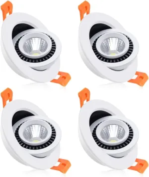 YGS-Tech 3.5 Inch Eyeball Gimbal LED Recessed Lighting Dimmable Downlight, 7W (70W Halogen Equivalent) Adjustable Spotlight, 2700K Ultra Warm White, CRI80, Ceiling Light with LED Driver (4 Pack)