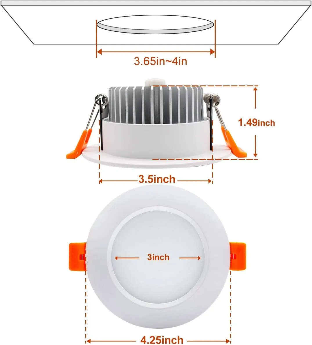 YGS-Tech 4 Inch LED Recessed Lighting Dimmable Downlight, 9W(80W Halogen Equivalent), 3000K Warm White, CRI80, Ceiling Light with LED Driver (4 Pack)
