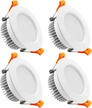 YGS-Tech 4 Inch LED Recessed Lighting Dimmable Downlight, 9W(80W Halogen Equivalent), 3000K Warm White, CRI80, Ceiling Light with LED Driver (4 Pack)