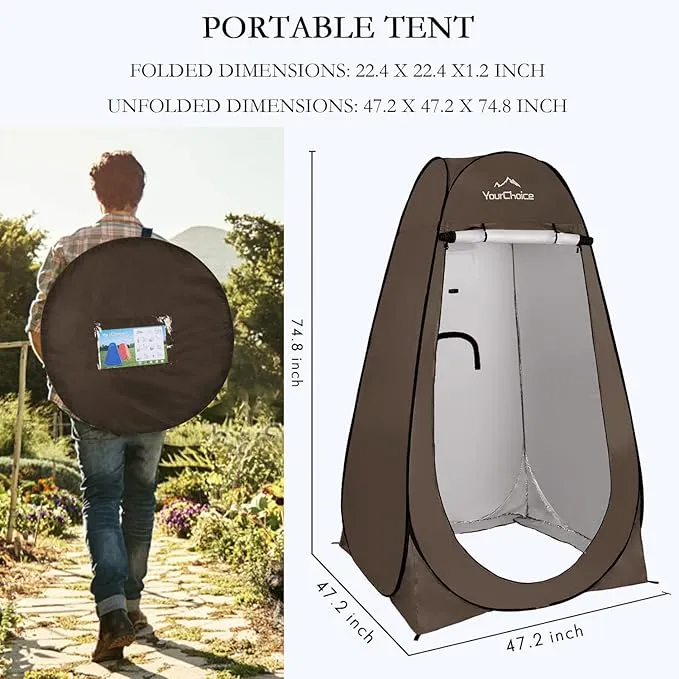 Your Choice Privacy Tent - Pop Up Shower Changing Toilet Tent Portable Camping Privacy Shelters Room 6.2 FT Tall with Carrying Bag for Outdoors Indoors