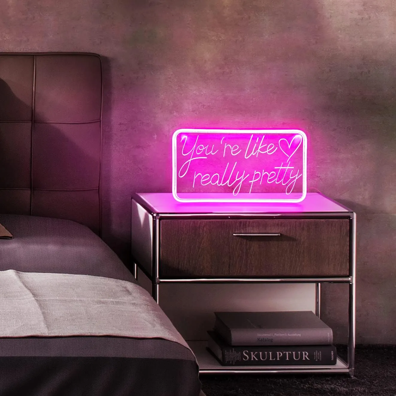 You're Like Really Pretty Neon Signs for Wall Decor, LED Neon Sign Aesthetic Room Decor for Teen Girls Neon Lights Signs for Bedroom, Salon, Wedding Party Pink Neon Name Sign