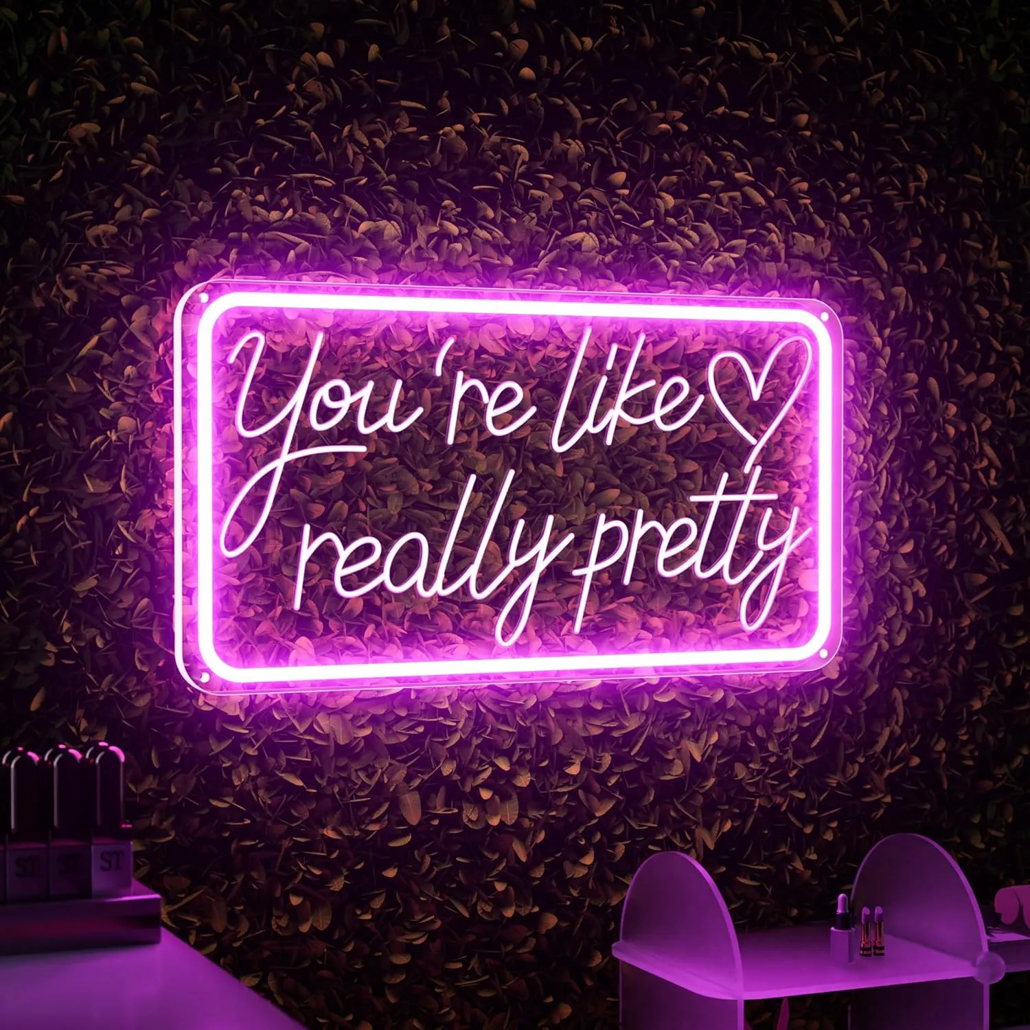 You're Like Really Pretty Neon Signs for Wall Decor, LED Neon Sign Aesthetic Room Decor for Teen Girls Neon Lights Signs for Bedroom, Salon, Wedding Party Pink Neon Name Sign