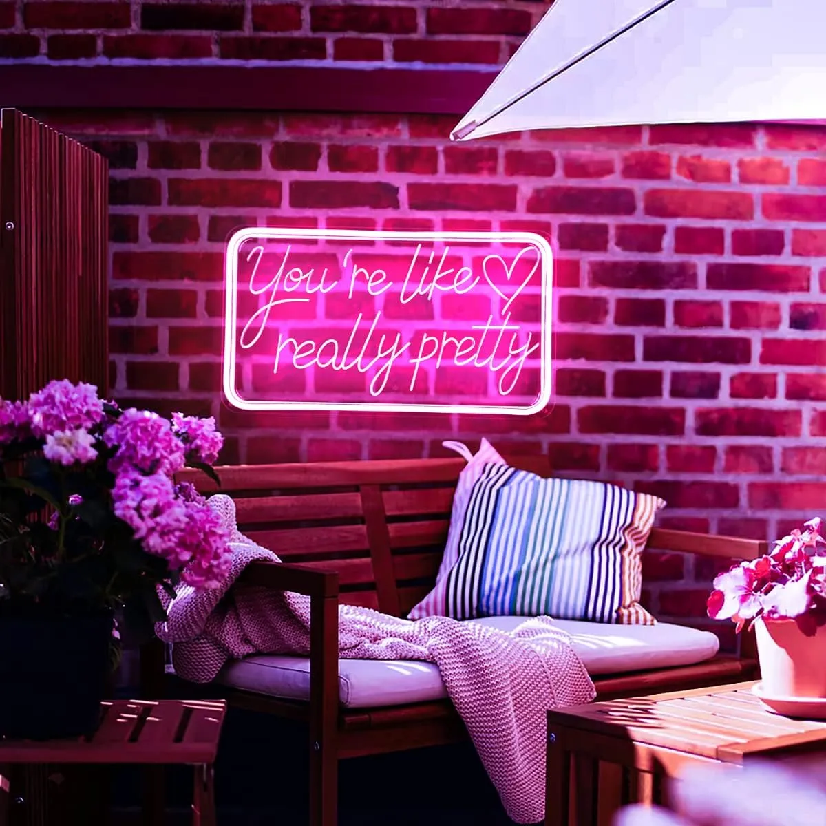 You're Like Really Pretty Neon Signs for Wall Decor, LED Neon Sign Aesthetic Room Decor for Teen Girls Neon Lights Signs for Bedroom, Salon, Wedding Party Pink Neon Name Sign