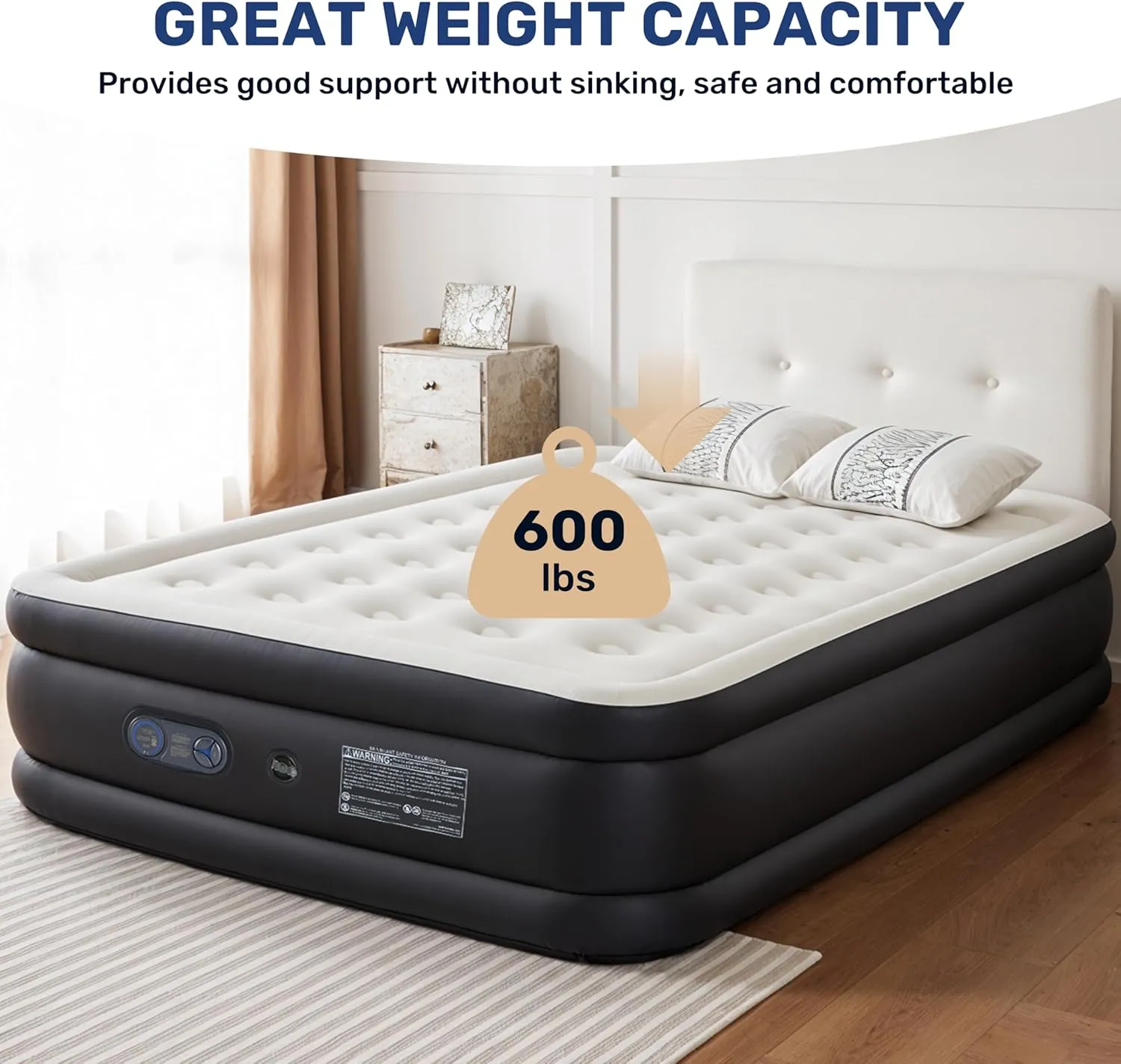 YSSOA Twin Camping Air Mattress with Built-in Electric High-Speed Pump, 18" Bed Height, Blow Up Inflatable Airbed with Carrying Bag, Best for Home Guests & Travel, Waterproof Foldable Portable