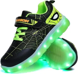 YUNICUS Kids Light Up Shoes Led Flash Sneakers with Spider Upper USB Charge for Boys Girls Toddles Best Gift for Birthday Thanksgiving Christmas Day