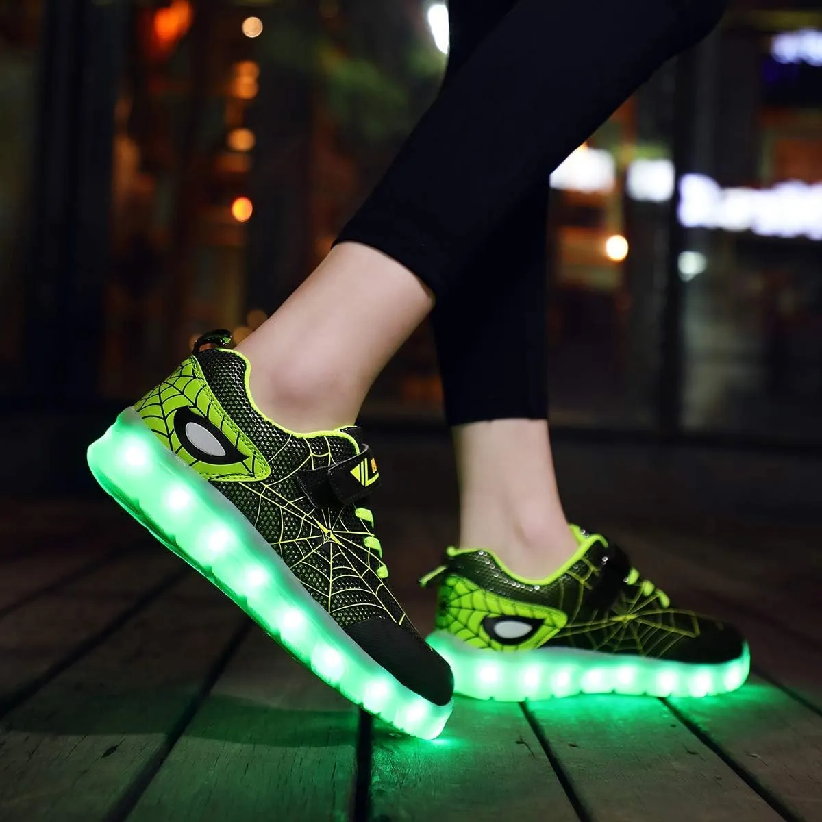 YUNICUS Kids Light Up Shoes Led Flash Sneakers with Spider Upper USB Charge for Boys Girls Toddles Best Gift for Birthday Thanksgiving Christmas Day