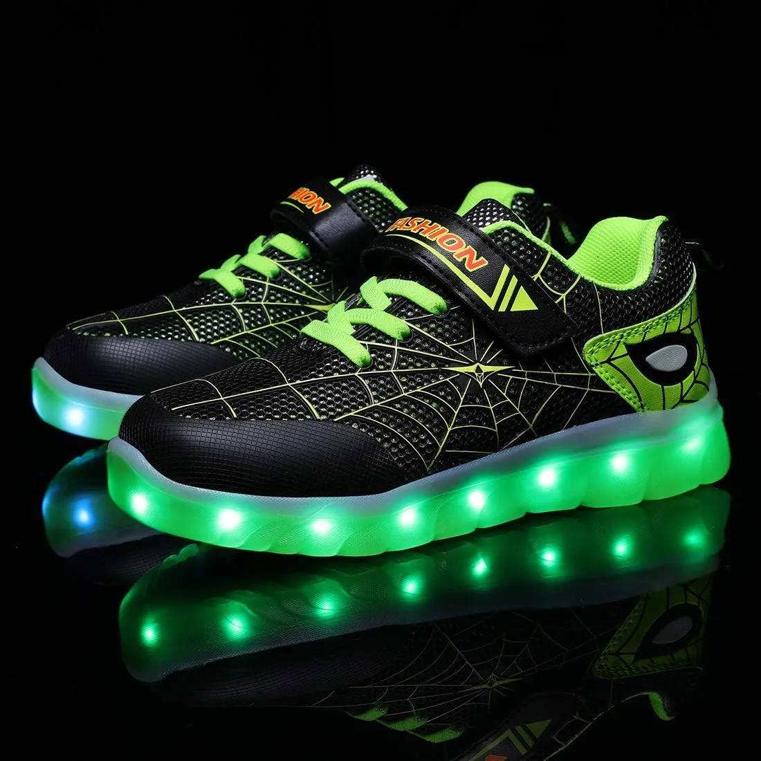 YUNICUS Kids Light Up Shoes Led Flash Sneakers with Spider Upper USB Charge for Boys Girls Toddles Best Gift for Birthday Thanksgiving Christmas Day