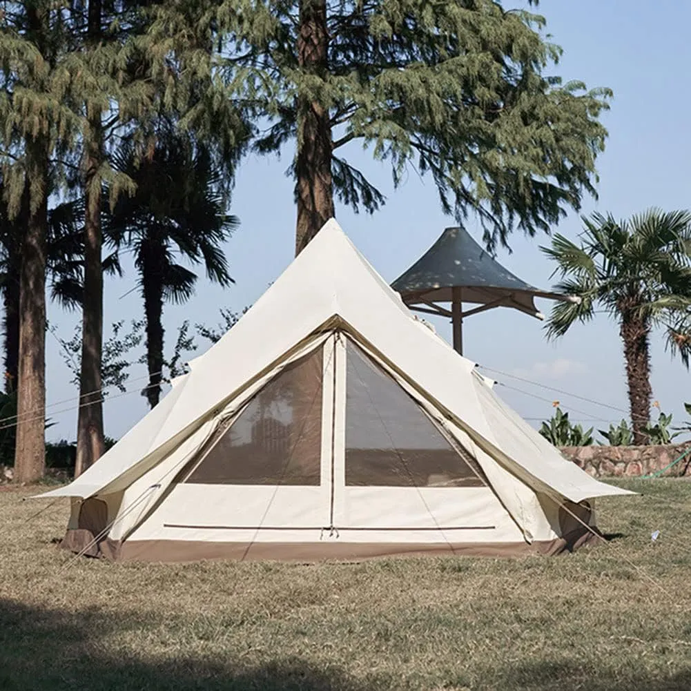 Yurt Tent Glamping Waterproof Family Tent with Removable Double Roof and Carry Bag Pyramid Tent for Camping and Family Hiking