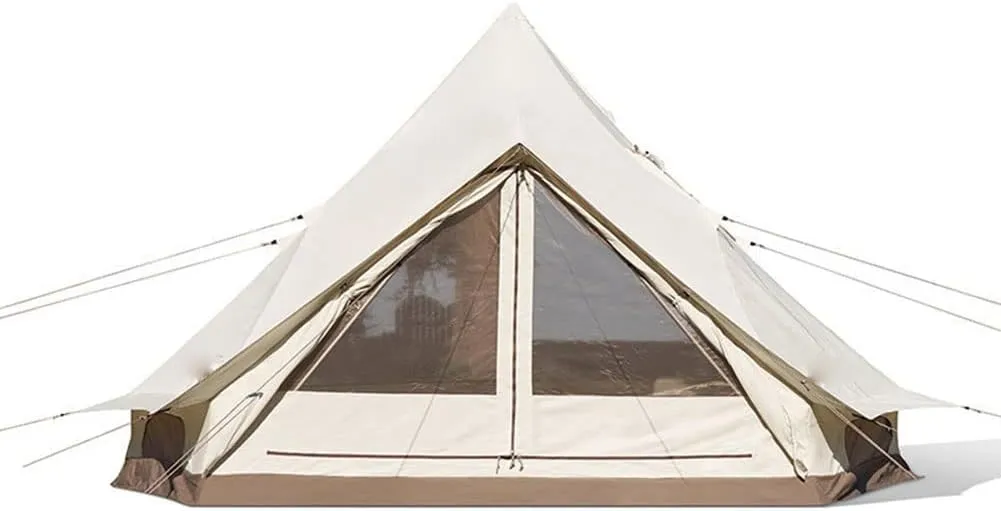 Yurt Tent Glamping Waterproof Family Tent with Removable Double Roof and Carry Bag Pyramid Tent for Camping and Family Hiking