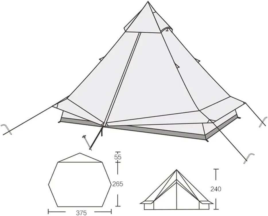 Yurt Tent Glamping Waterproof Family Tent with Removable Double Roof and Carry Bag Pyramid Tent for Camping and Family Hiking