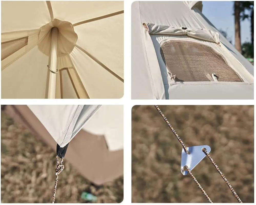 Yurt Tent Glamping Waterproof Family Tent with Removable Double Roof and Carry Bag Pyramid Tent for Camping and Family Hiking