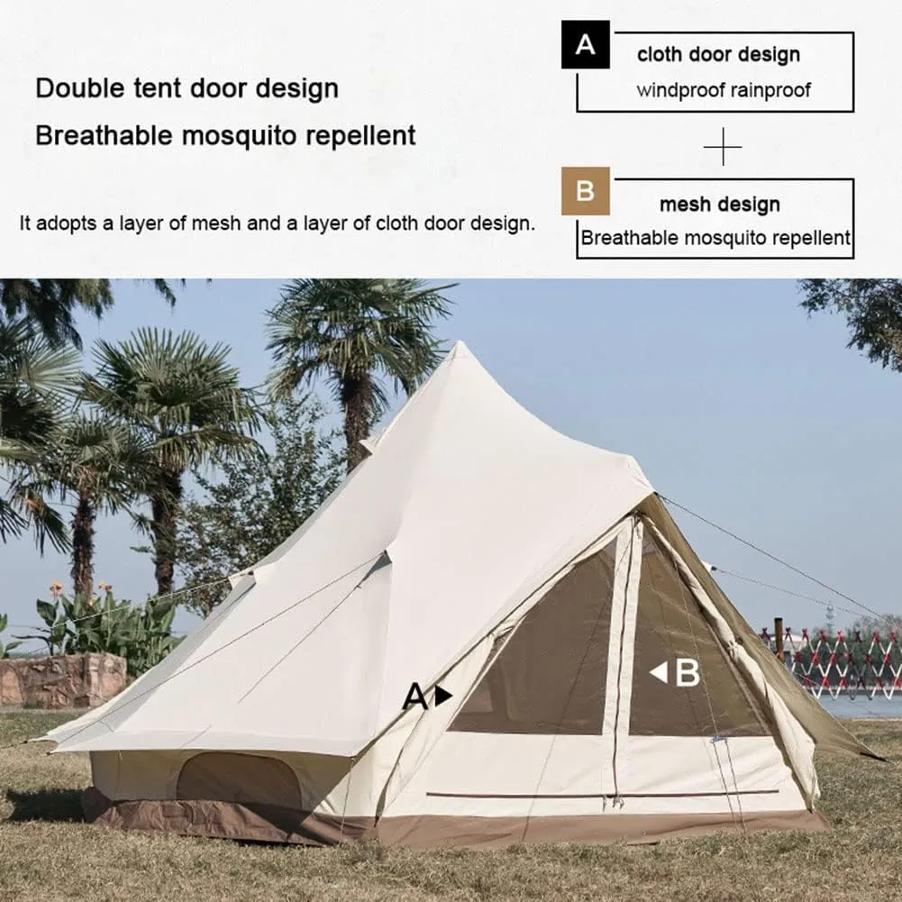 Yurt Tent Glamping Waterproof Family Tent with Removable Double Roof and Carry Bag Pyramid Tent for Camping and Family Hiking