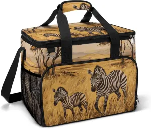 Zebra on The Grassland Leakproof Camping Backpack Travel Cooler Bag Beach Food Storage Lunch Pack