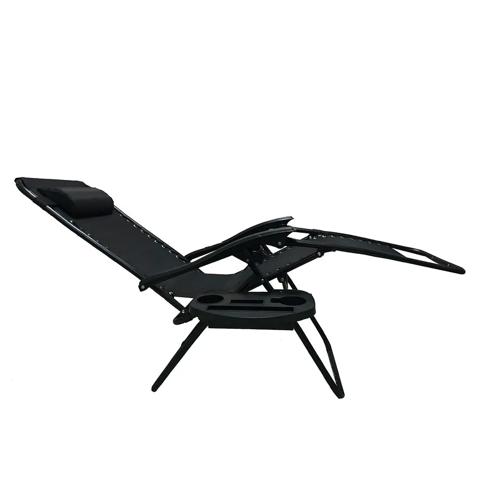 Zero Gravity Chair Case Lounge Outdoor Patio Beach Yard Garden With Utility Tray Cup Holder Black Set Of 2
