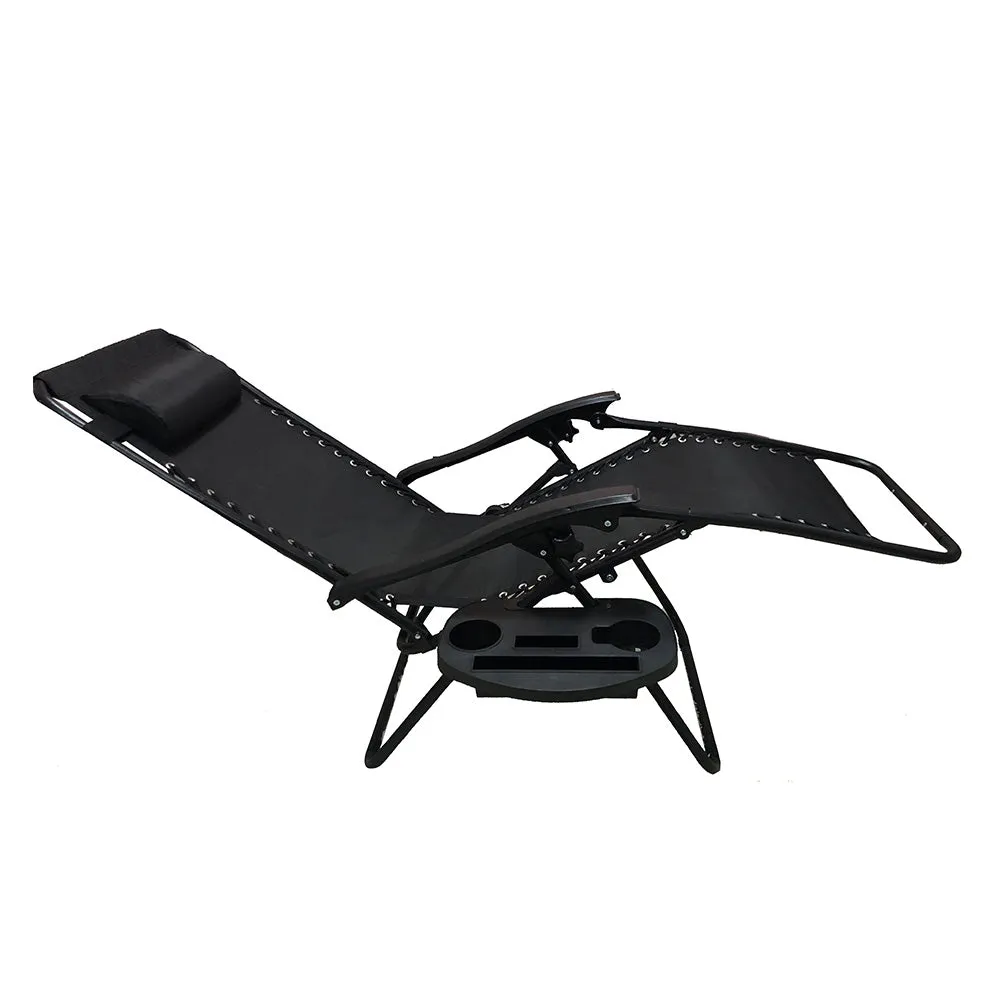 Zero Gravity Chair Case Lounge Outdoor Patio Beach Yard Garden With Utility Tray Cup Holder Black Set Of 2
