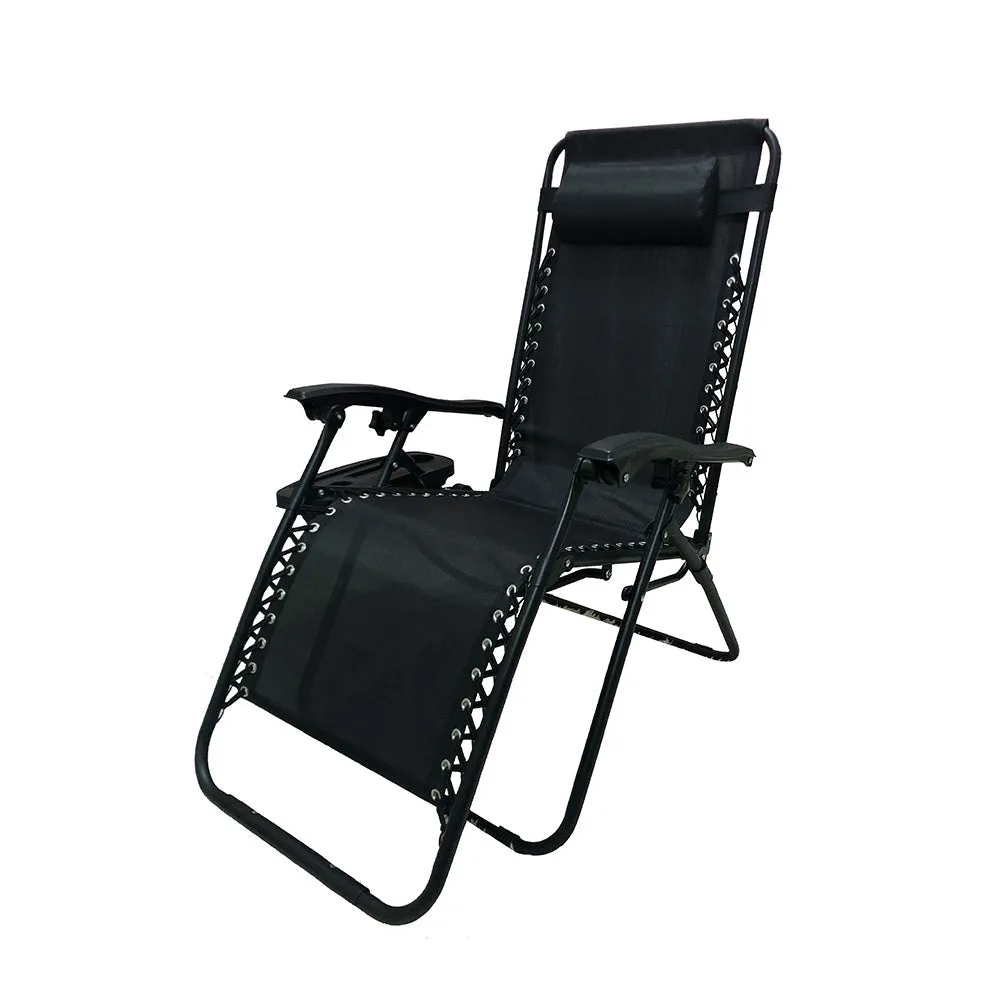 Zero Gravity Chair Case Lounge Outdoor Patio Beach Yard Garden With Utility Tray Cup Holder Black Set Of 2