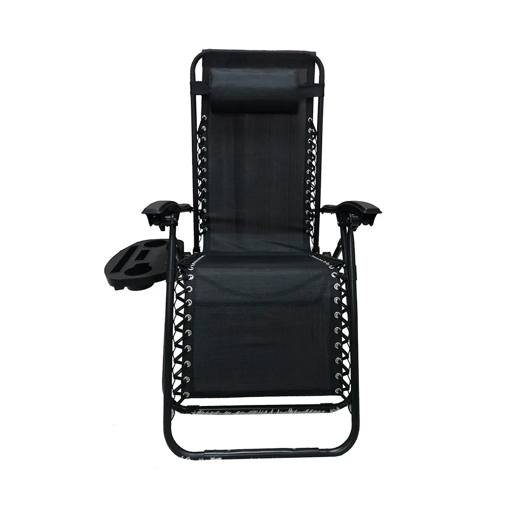 Zero Gravity Chair Case Lounge Outdoor Patio Beach Yard Garden With Utility Tray Cup Holder Black Set Of 2