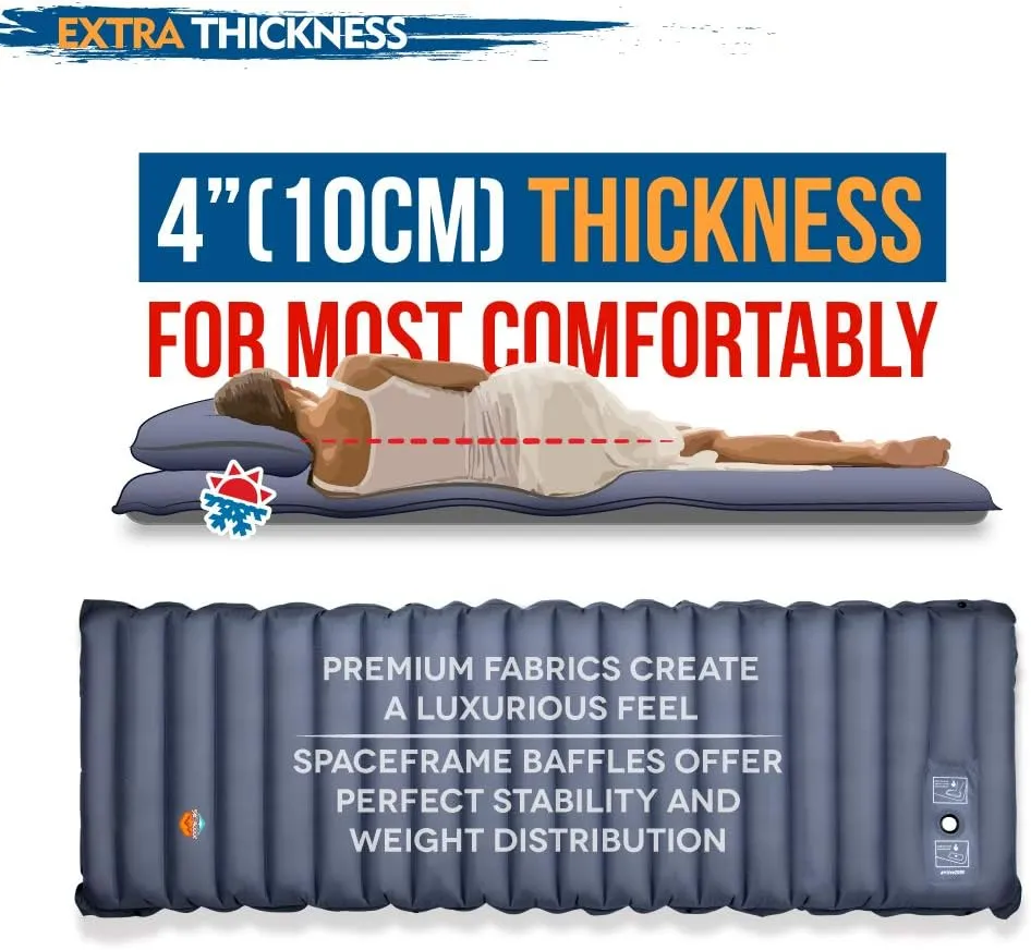 ZOOOBELIVES Extra Thickness Inflatable Sleeping Pad with Built-in Pump, Most Comfortable Camping Mattress for Backpacking, Car Traveling and Hiking, Compact and Lightweight - Airlive2000